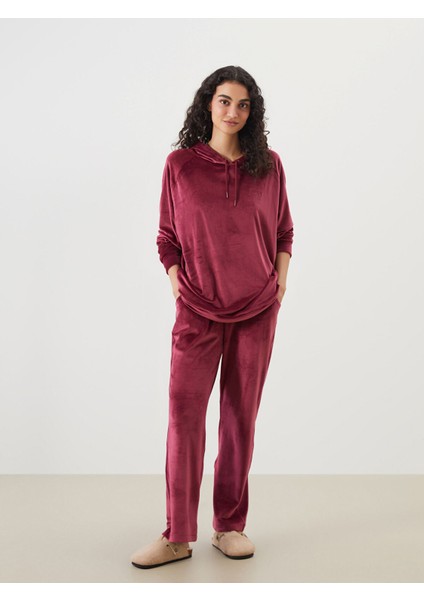 Yeni Sezon Kapüşonlu Kadife Kadın Pijama Üstü modelleri