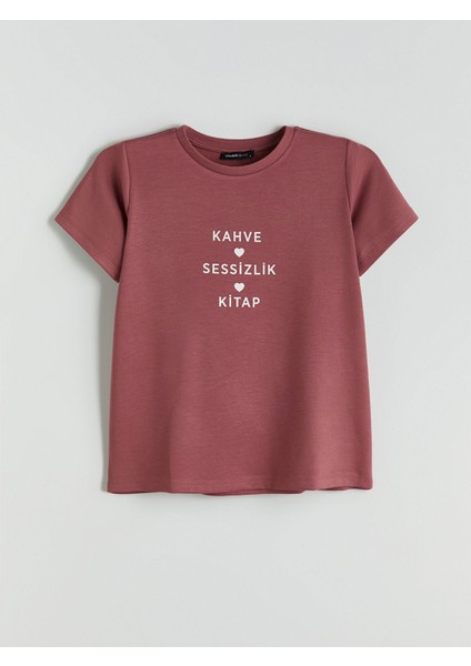 Yeni Sezon Bisiklet Yaka Slogan Baskılı Kadın Tişört indirimleri