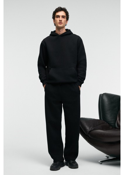 BENSON Erkek Kordonlu Lastikli Bel Relaxed Fit Siyah Eşofman Altı