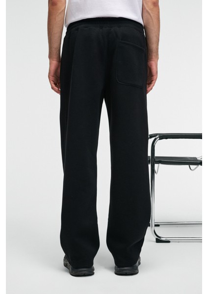 BENSON Erkek Kordonlu Lastikli Bel Relaxed Fit Siyah Eşofman Altı