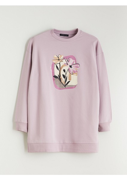 Yeni Sezon Çiçekli Oversize Kadın Sweatshirt Tunik