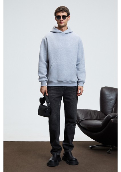 AMOS Erkek Yumuşak Kumaşlı 3 İplik Oversize Kapüşonlu Kanguru Cepli Grimelanj Sweatshirt fiyatları