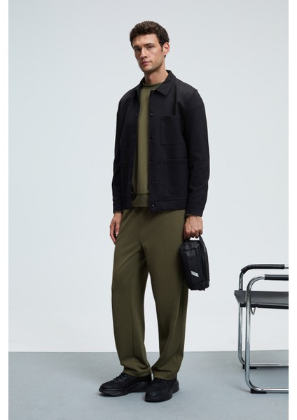 VIENTO Erkek Bisiklet Yaka Uzun Kollu Regular Fit Haki Sweatshirt modelleri