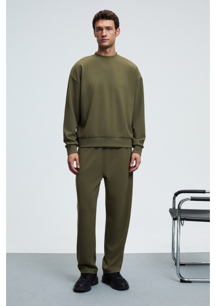 VIENTO Erkek Bisiklet Yaka Uzun Kollu Regular Fit Haki Sweatshirt fırsatları