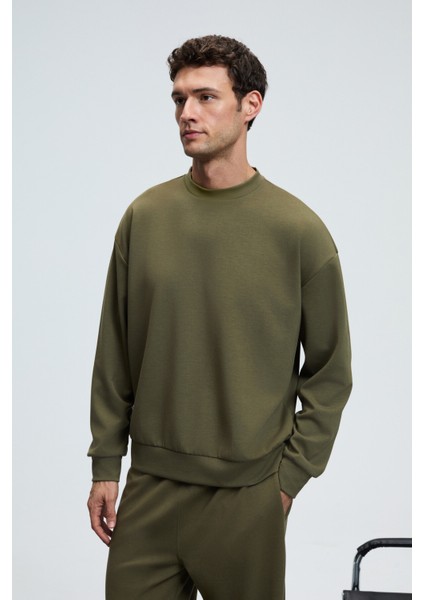 VIENTO Erkek Bisiklet Yaka Uzun Kollu Regular Fit Haki Sweatshirt indirimleri