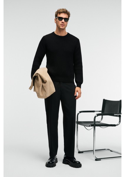 CABLIN Erkek Yuvarlak Yaka Regular Fit Triko Siyah Kazak modelleri