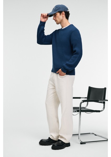 CABLIN Erkek Yuvarlak Yaka Regular Fit Triko İndigo Kazak fiyatları