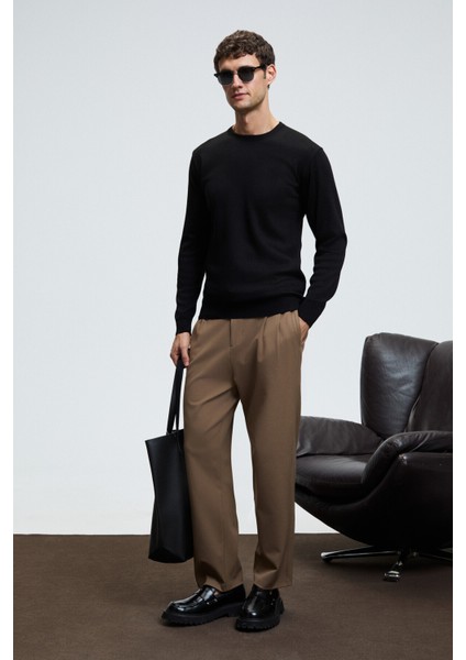 VAREX Erkek Yuvarlak Yaka Basic Slim Fit Triko Siyah Kazak fırsatları