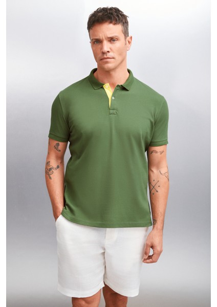 MATHEW Erkek Haki Polo Yaka T-shirt