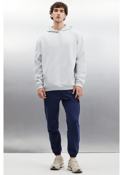 Draco Erkek Yumuşacık Kumaşlı Oversize Kapüşonlu Açık Gri Sweatshirt fırsatları