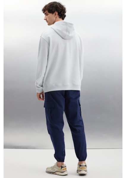 Draco Erkek Yumuşacık Kumaşlı Oversize Kapüşonlu Açık Gri Sweatshirt indirimleri