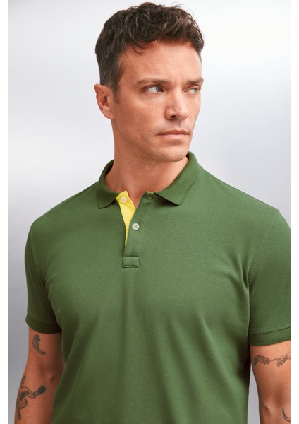 MATHEW Erkek Haki Polo Yaka T-shirt fırsatları