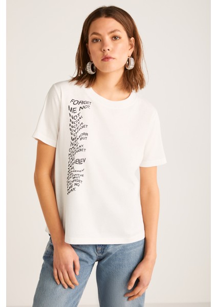 THESSA Kadın Ekru T-Shirt