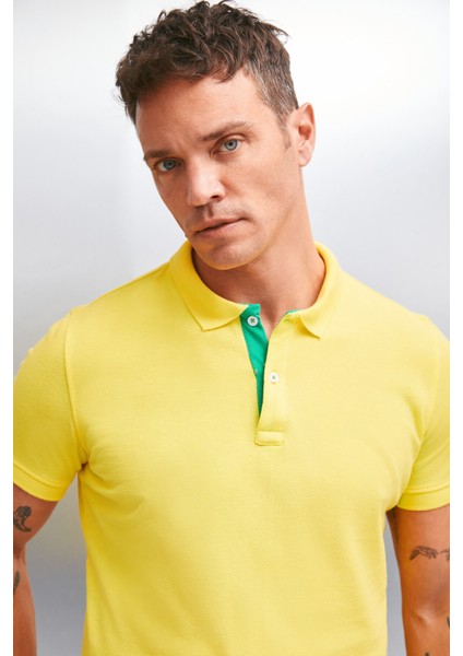 MATHEW Erkek Sarı Polo Yaka T-shirt fırsatları