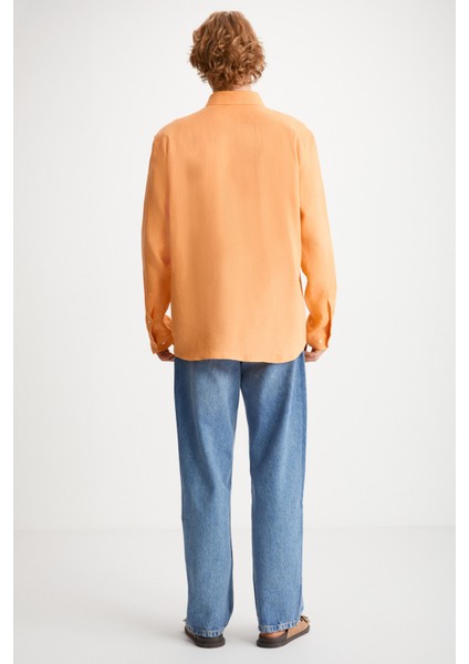 HENDRA Erkek %100 Keten Regular Mandalina Gömlek indirimleri