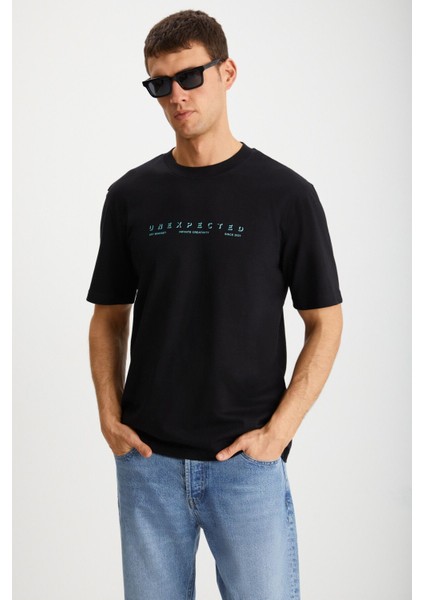 KINGSLEY Erkek %100 Pamuk Baskılı Kısa Kollu Regular Fit Siyah T-Shirt modelleri