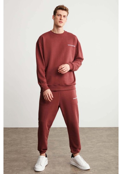 Marshall Erkek Pamuklu Içi Polarlı Nakışlı Relaxed Bordo Eşofman Takımı fiyatları