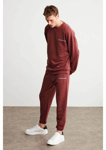 Marshall Erkek Pamuklu Içi Polarlı Nakışlı Relaxed Bordo Eşofman Takımı fırsatları