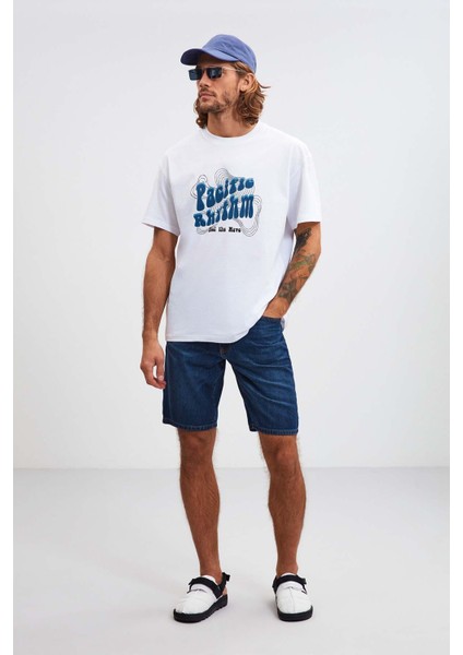Ruınas Erkek Relaxed Kalıp Denim Koyu Mavi Şort