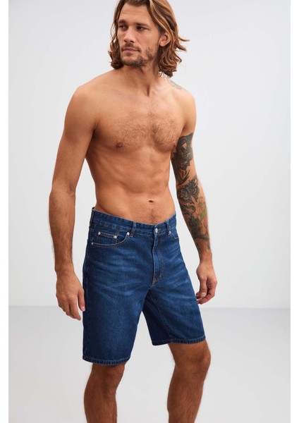 Ruınas Erkek Relaxed Kalıp Denim Koyu Mavi Şort modelleri