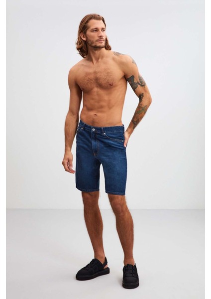 Ruınas Erkek Relaxed Kalıp Denim Koyu Mavi Şort fırsatları