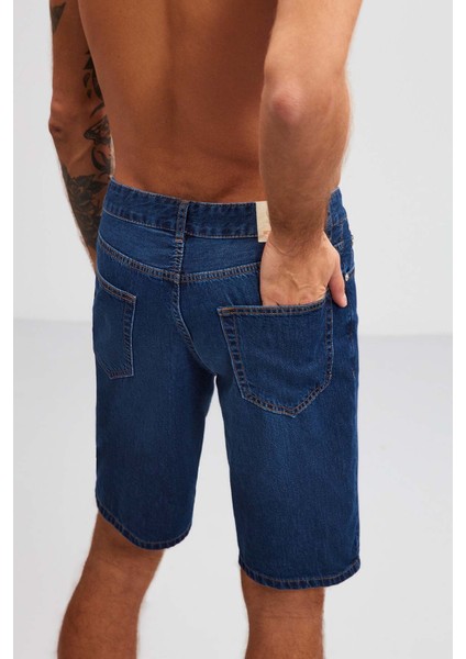Ruınas Erkek Relaxed Kalıp Denim Koyu Mavi Şort indirimleri
