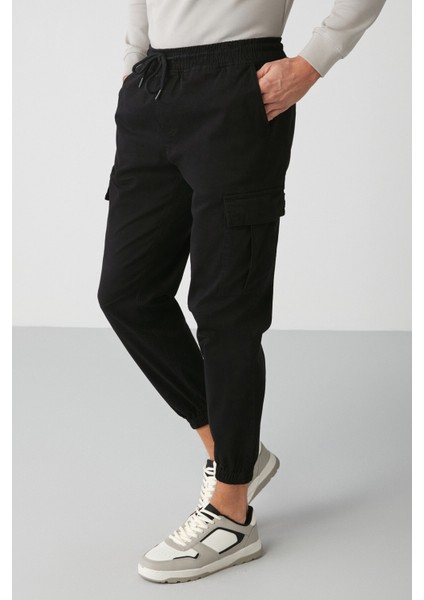 Cargo Erkek Dokuma Kargo Cepli Beli Ve Paçası Lastikli Siyah Pantolon fiyatları