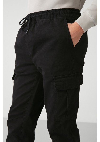 Cargo Erkek Dokuma Kargo Cepli Beli Ve Paçası Lastikli Siyah Pantolon fırsatları