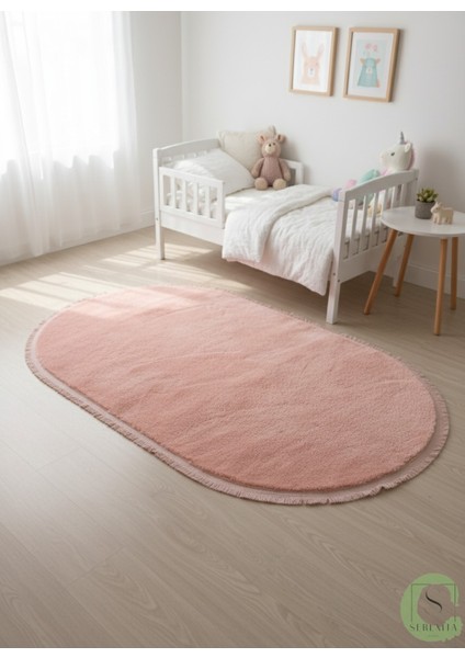 Post/peluş Yıkanabilir Kaymaz Taban Yumşacık Pembe Saçaklı Modern ve Şık Salon Oturma Odası Mutfak Çocuk Odası Koridor Antre Halısı