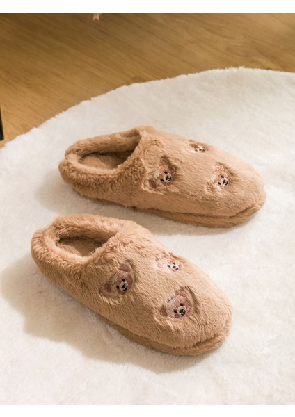 Yeni Sezon Ayı Teddy Nakışlı Pelüş Kadın Ev Terliği fiyatları