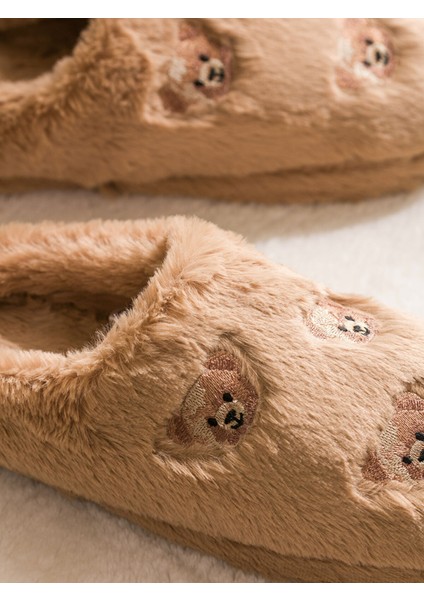 Yeni Sezon Ayı Teddy Nakışlı Pelüş Kadın Ev Terliği modelleri