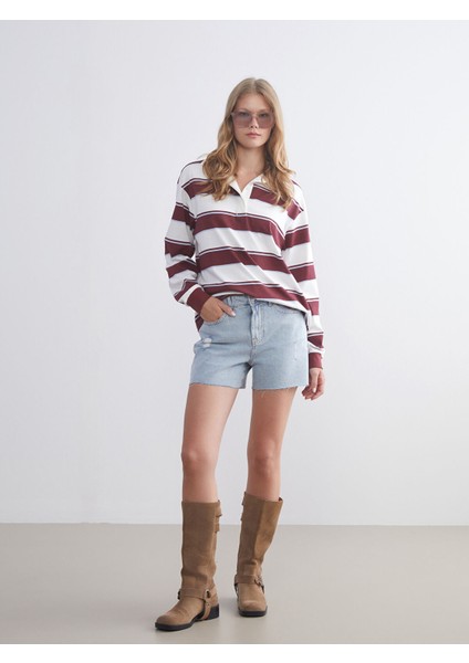 Yeni Sezon Mom Fit Yırtık Detaylı Kadın Jean Şort