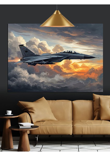Gökyüzünde Hızla Uçan Savaş Uçağı Dekoratif Kanvas - Mdf Ahşap Tablo indirimleri