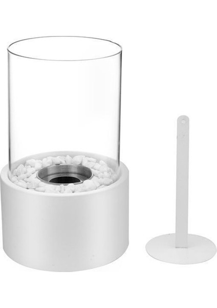 Alkol Şömine Işığı, Paslanmaz Çelik Cam Gerçek Ateş Isıtma, Yuvarlak Cam Süslemeler, Atmosfer Açık Beyaz L (Yurt Dışından)