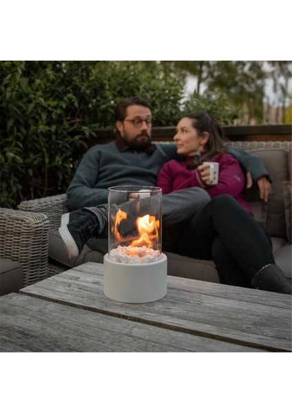 Alkol Şömine Işığı, Paslanmaz Çelik Cam Gerçek Ateş Isıtma, Yuvarlak Cam Süslemeler, Atmosfer Açık Beyaz L (Yurt Dışından) fırsatları