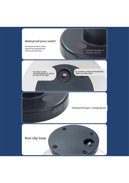 Açık Güneş Masası Lambası Su Geçirmez Bahçe Kapalı Masa Güneş Enerjisi Okuma Lambası Dimmable Kablosuz Gece Işığı (Yurt Dışından) fiyatları