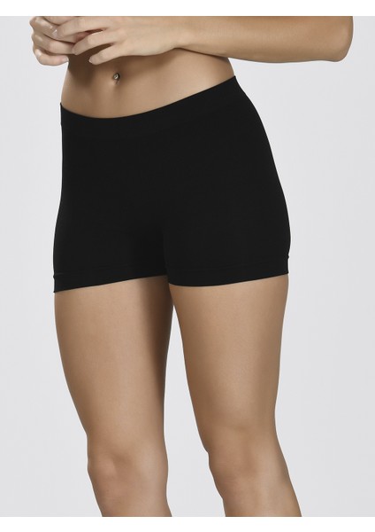 Dikişsiz Düşük Bel Şort Siyah indirimleri