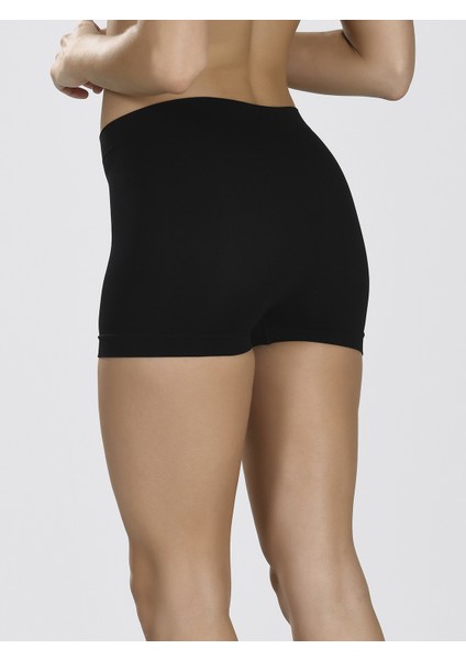 Dikişsiz Düşük Bel Şort Siyah