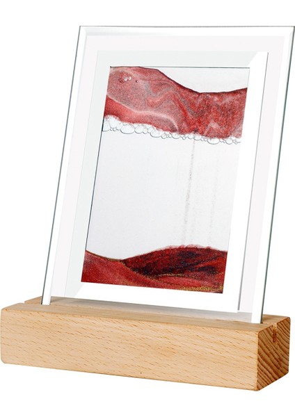 Kum Sanat Hareketli Gece Lambası Zanaat Quicksand 3D Peyzaj Akan Kumlu Resim Kum Saati Hediye LED Masa Lambası, Kırmızı (Yurt Dışından)