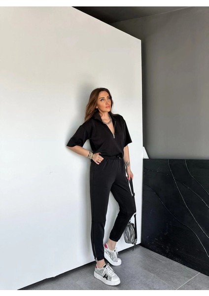 Gri Yaka ve Paçası Fermuarlı Takım indirimleri