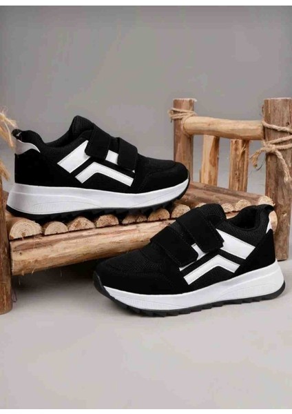 Ortopedik Siyah Cırtlı Hava Alan Esnek Kaymaz Taban Günlük Snakers Unisex Spor Ayakkabı fiyatları