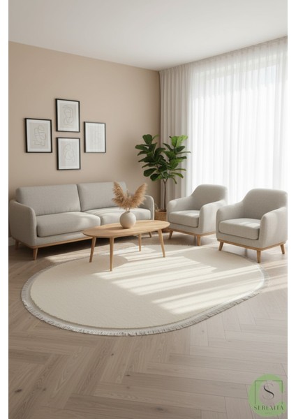 Post/peluş Yıkanabilir Kaymaz Taban Yumşacık Krem Saçaklı Modern ve Şık Salon Oturma Odası Mutfak Çocuk Odası Koridor Antre Halısı