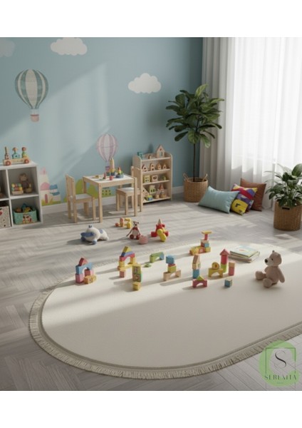 Post/peluş Yıkanabilir Kaymaz Taban Yumşacık Krem Saçaklı Modern ve Şık Salon Oturma Odası Mutfak Çocuk Odası Koridor Antre Halısı indirimleri