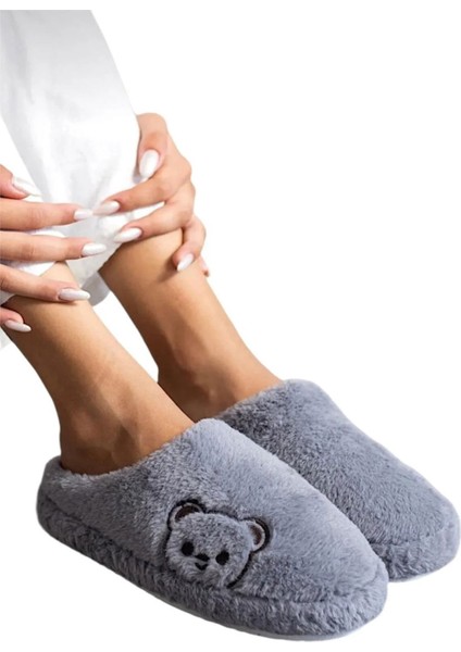 Kadın Ev Terliği Peluş Ses Yapmaz Kalın Taban Terlik 1021-127-0003 fırsatları