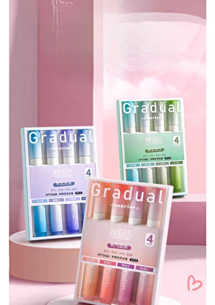 12'li Soft Renkler Gradual Fosforlu Kalem Seti 4'lü Paketler ile Yaratıcılığınızı Artırın fırsatları