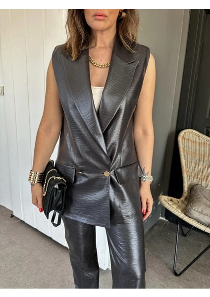 Kumaş Takım Keten Kaplama Yelek Pantolon Takım Siyah fiyatları