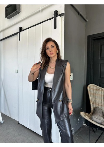 Kumaş Takım Keten Kaplama Yelek Pantolon Takım Siyah indirimleri