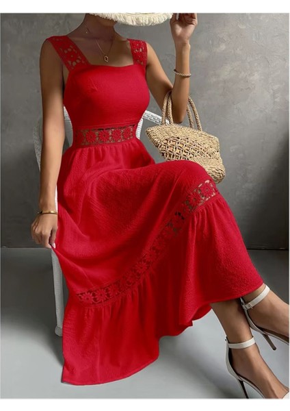 Dantel Detaylı Anabel Elbise Ithal Airobin Dantel Detaylı Elbise