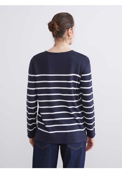 Yeni Sezon Bisiklet Yaka Çizgili Kadın Triko Kazak indirimleri