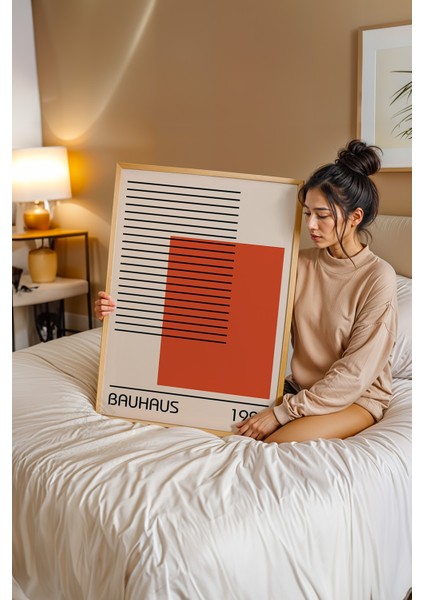 Bauhaus Serisi Ahşap Çerçeveli Poster, Tablo No:30 modelleri